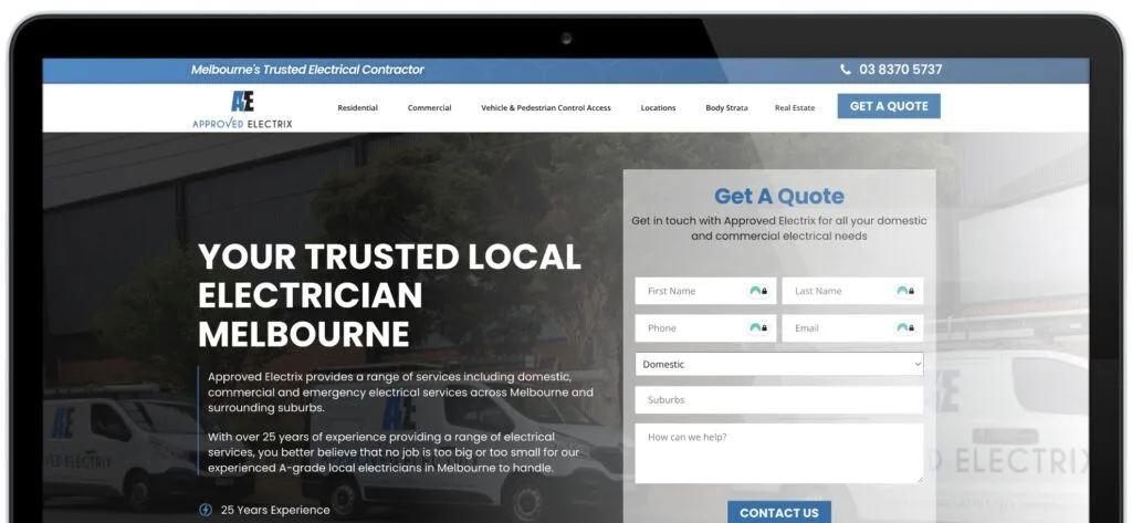 The Approved Electrix homepage
