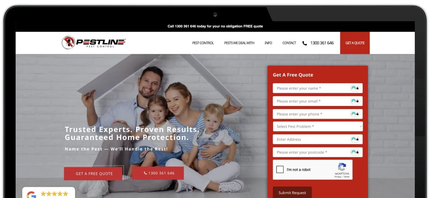 The rebuilt Pestline homepage