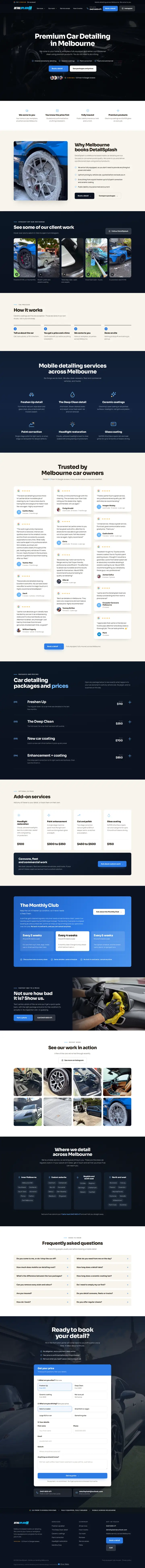 DetailSplash website on a desktop, full page