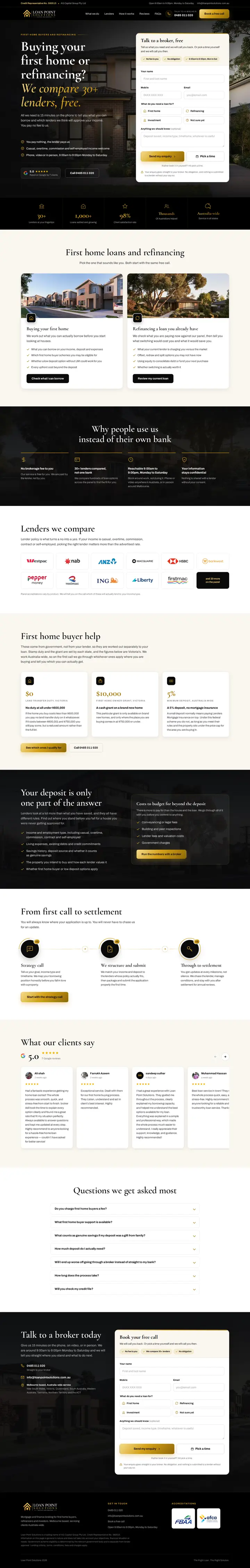Loan Point Solutions website on a desktop, full page