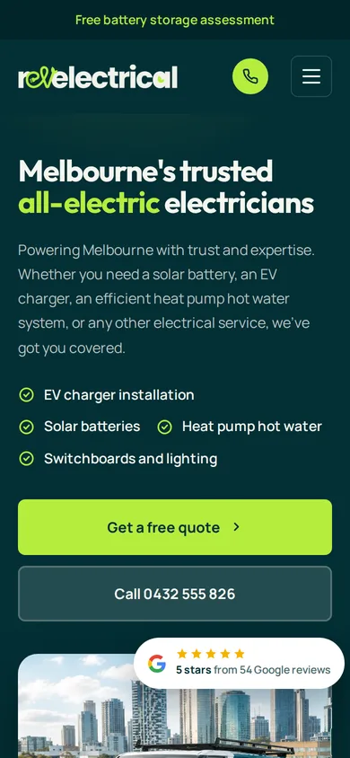 The website on a phone